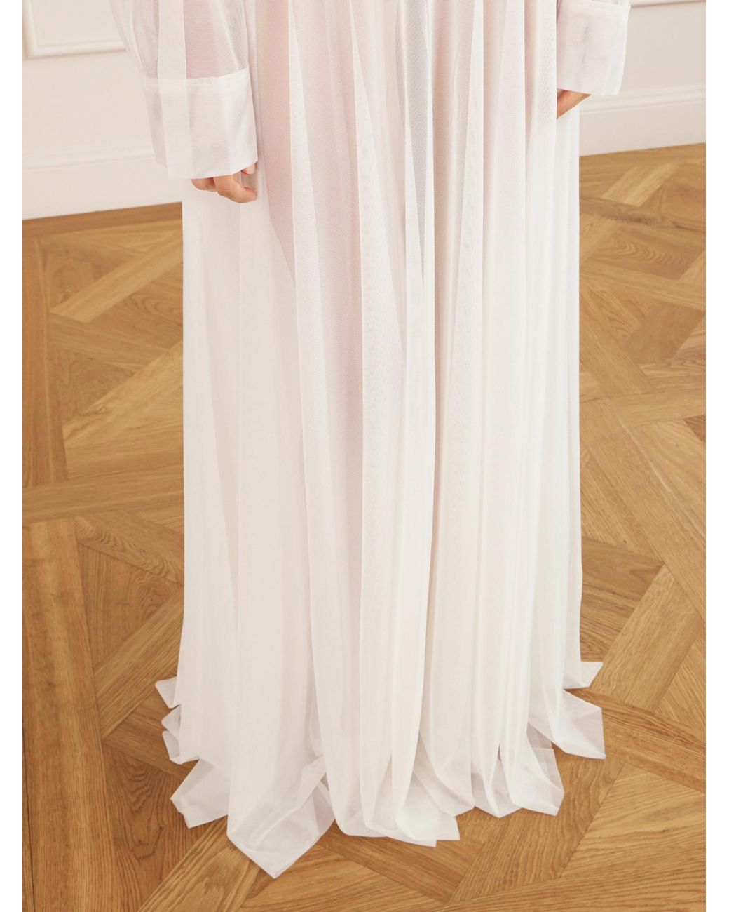 Norma Kamali White Tulle Maxi Skirt