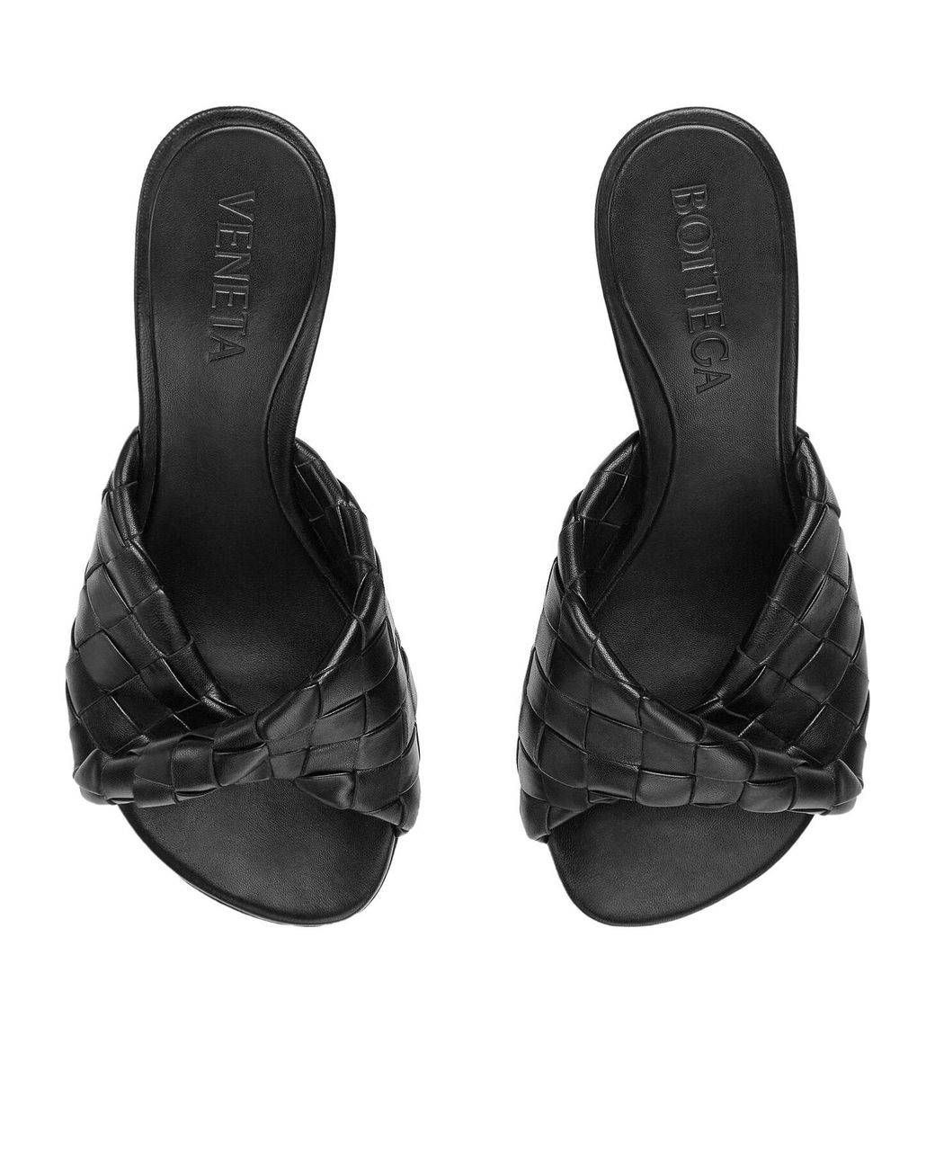 Bottega Veneta Black Leather Intrecciato Blink Mules 80