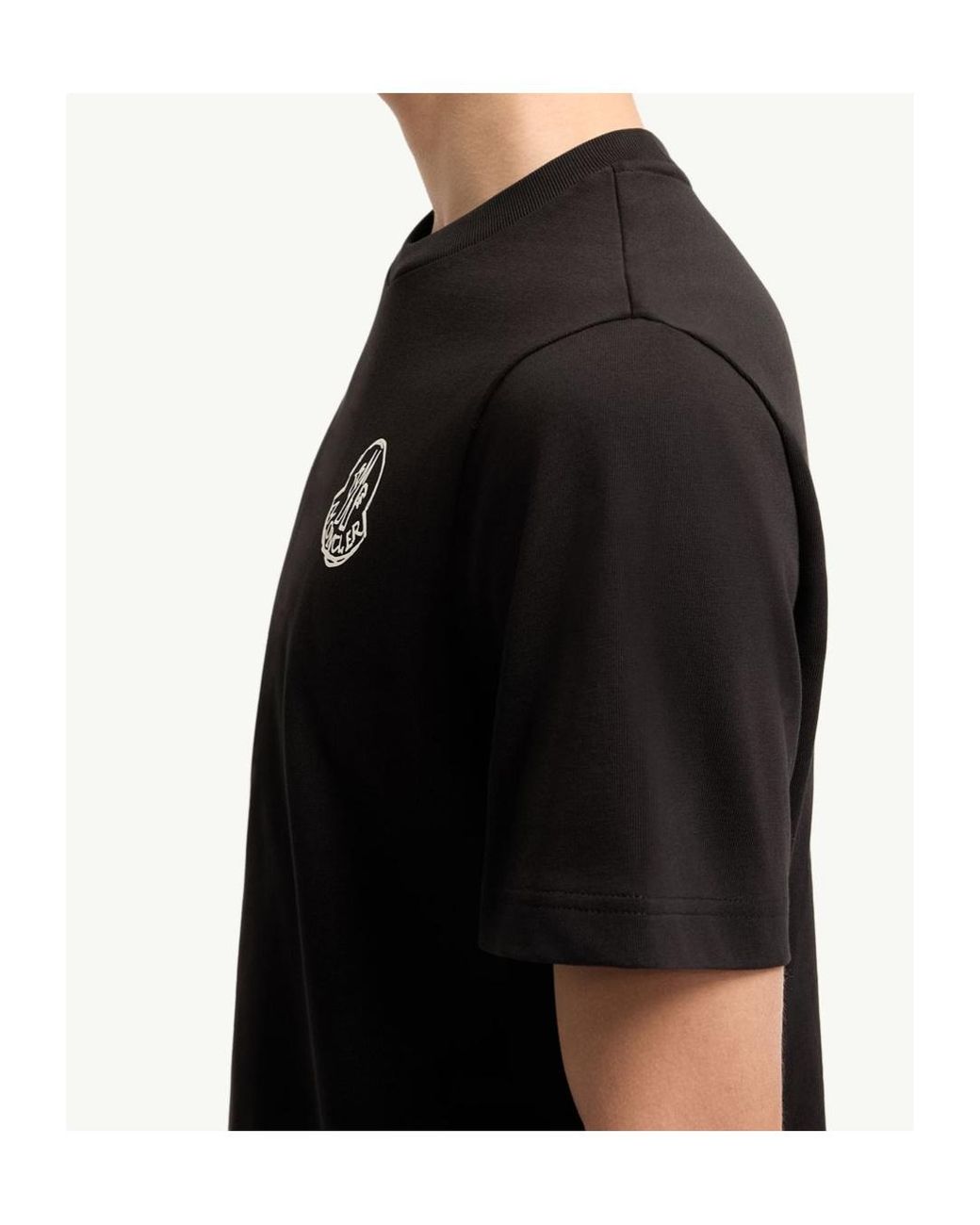 Moncler Black Cotton Jersey Logo Patch T-Shirt for men