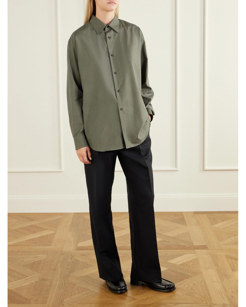 Auralee Green Long-Sleeved Shirt