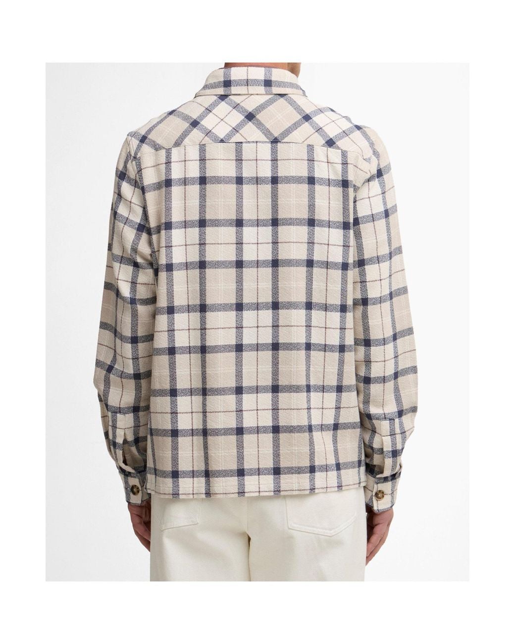 Barbour White Plaid Shirt-Style Casual Jacket for men