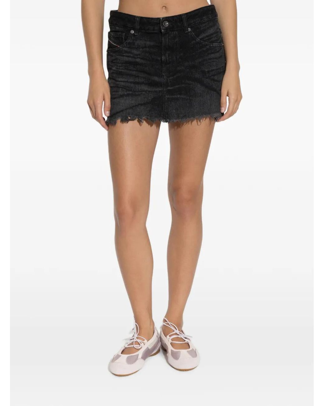 DIESEL Black De-Ron-S5 Frayed Mini Skirt