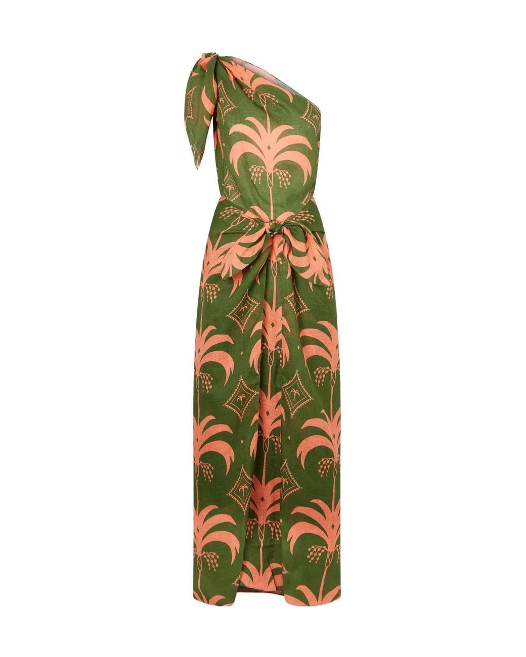Johanna Ortiz Green Printed Linen Maxi Dress