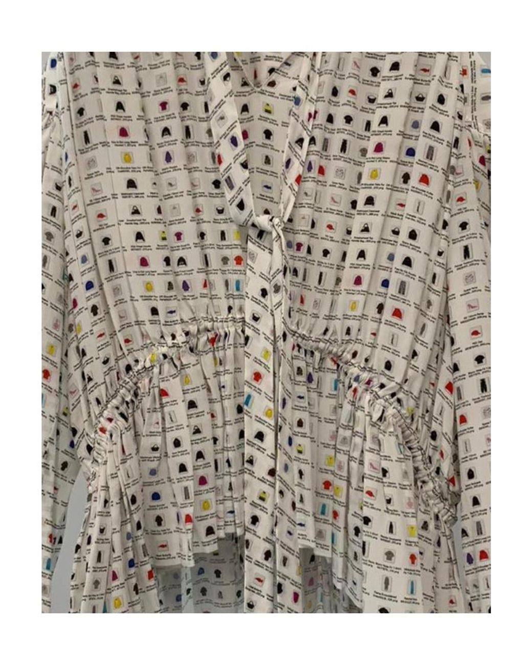 Balenciaga White Printed Long-Sleeved Blouse