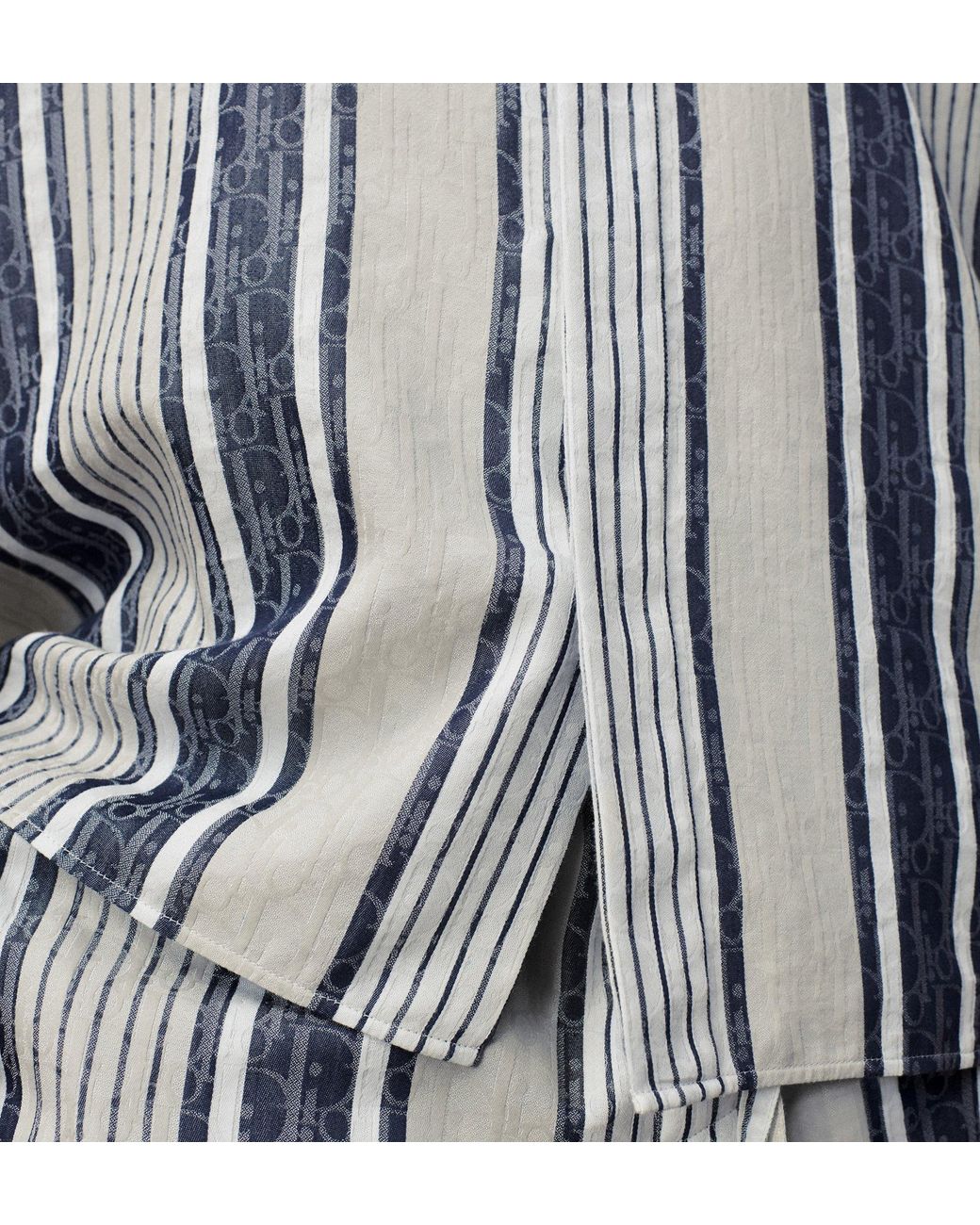 Dior Blue Iviera Oblique Sun Stripes Short-Sleeved Shirt for men