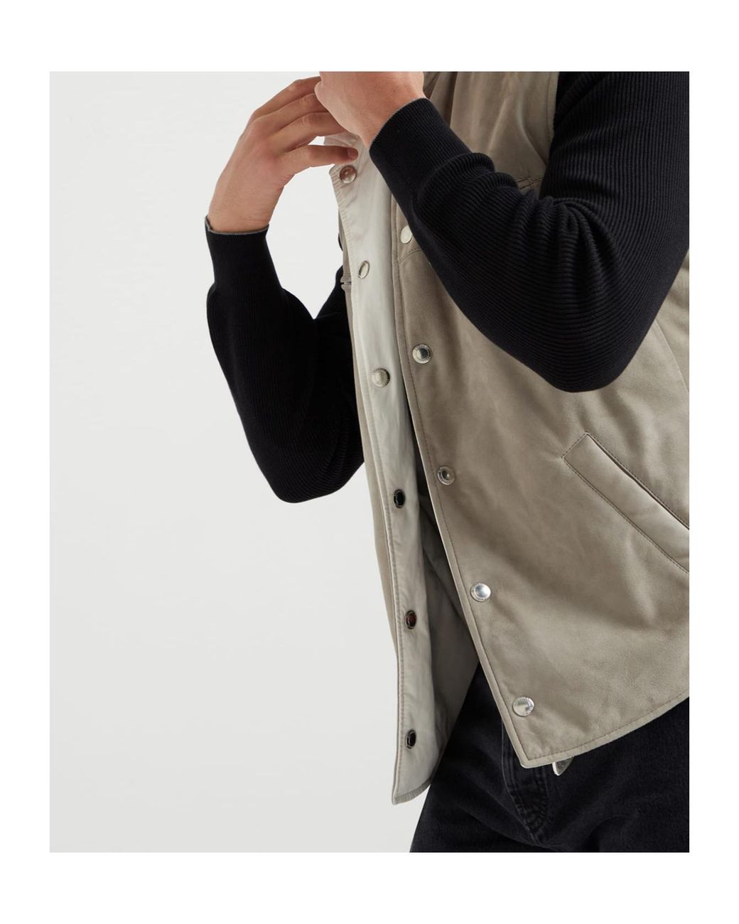 Brunello Cucinelli Black Leather Vest for men