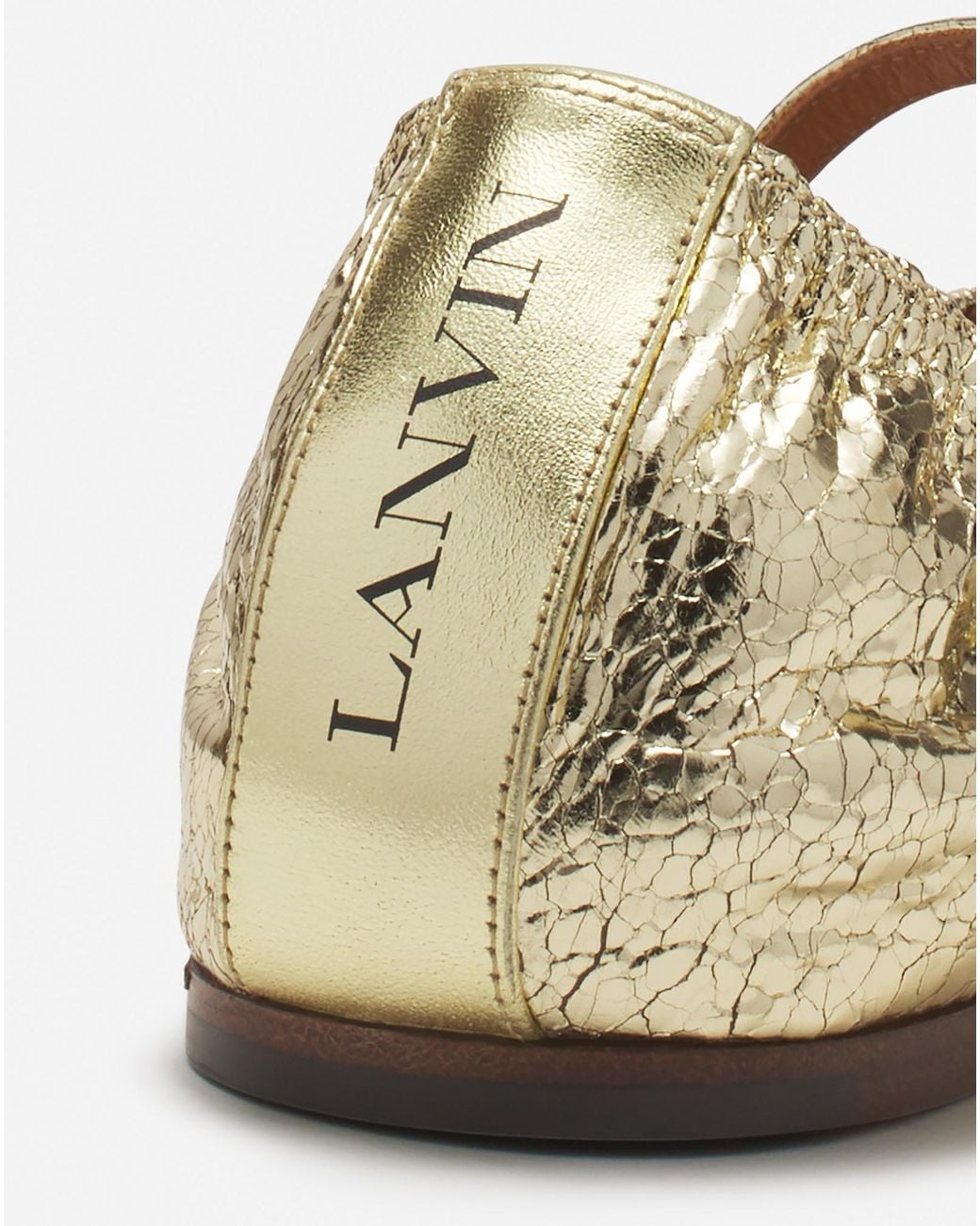 Lanvin Natural Logo-Tag Cracked Ballerinas