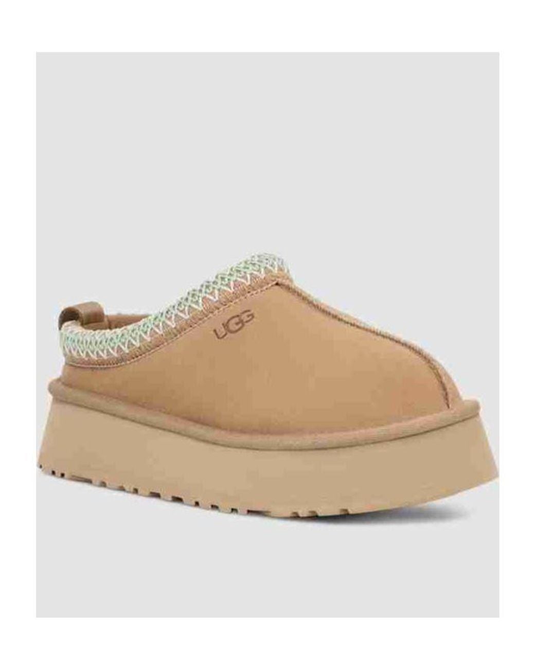 Ugg Natural Tazz Logo Embossed Platform Slippers