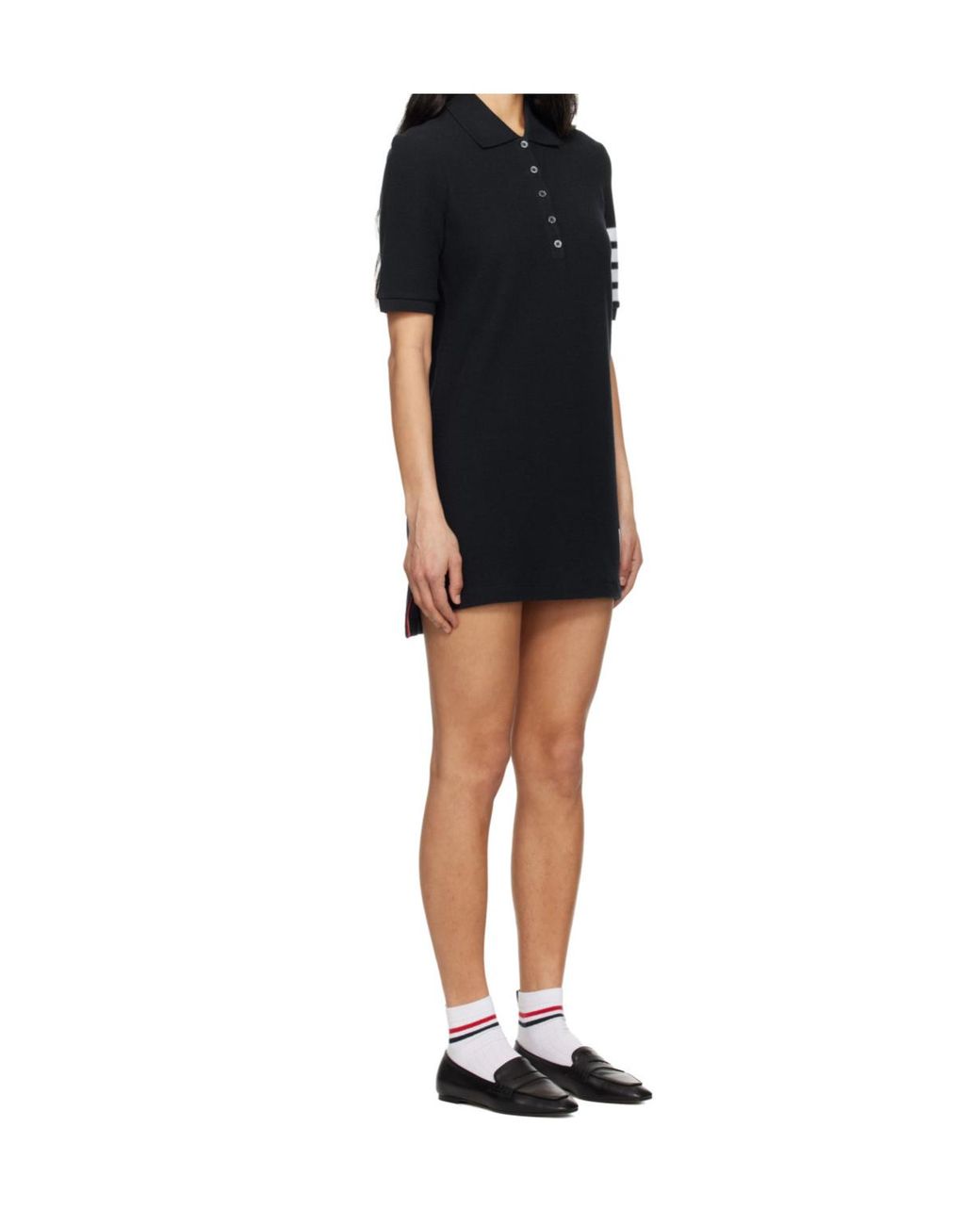 Thom Browne Black Patch Detail 4-Bar Mini Polo Dress