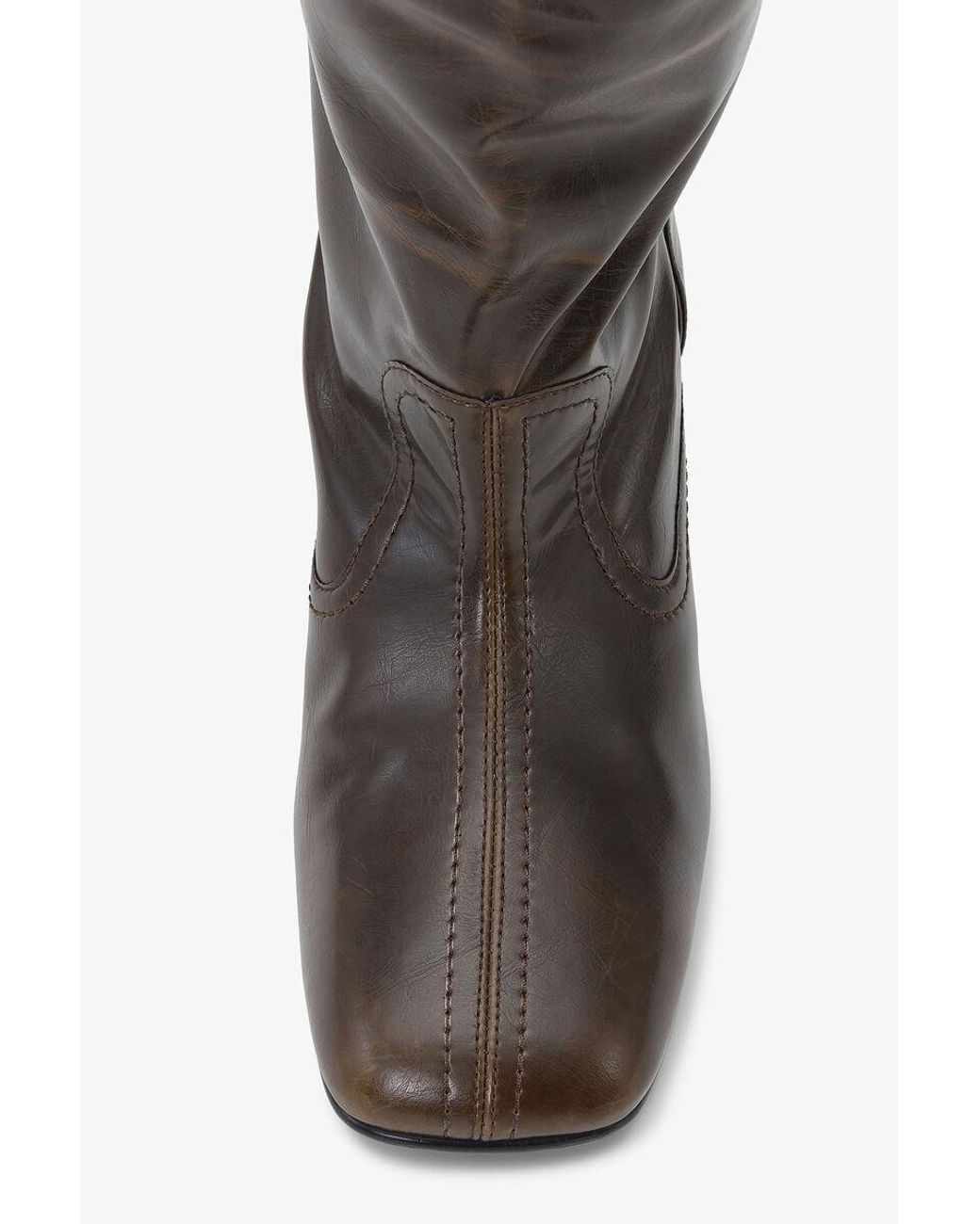 Ganni Brown Square-Toe Boots