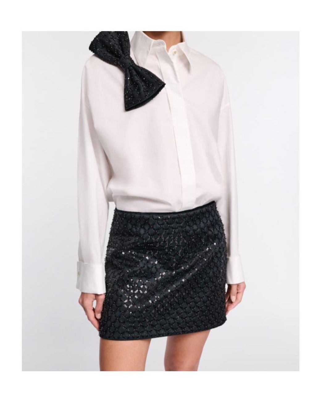 Dorothee Schumacher White Bow Brooch Oversized Shirt