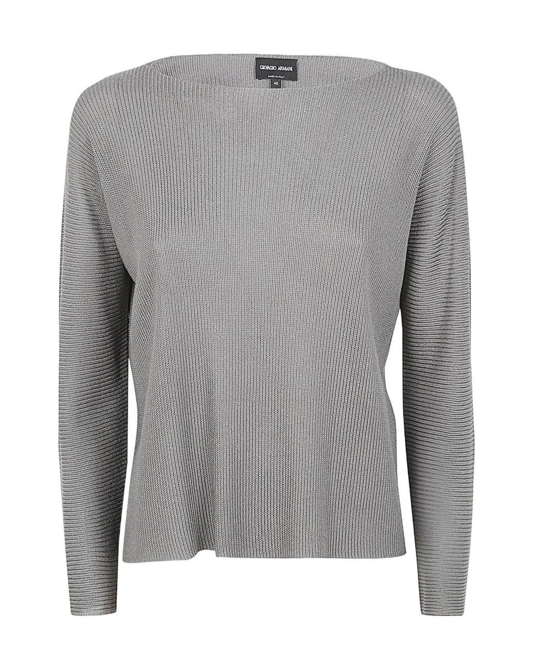 Giorgio Armani Gray Boat-Neck Jumper
