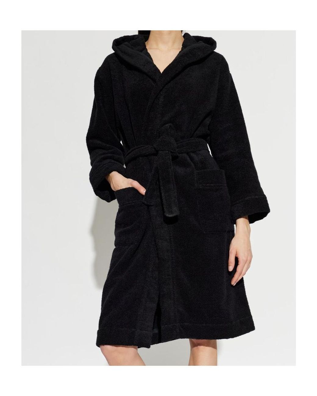 Moschino Black Logo Hooded Bathrobe
