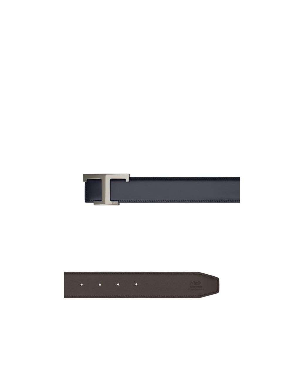 Tod's Blue Reversible Logo Plaque Buckle Belt for men