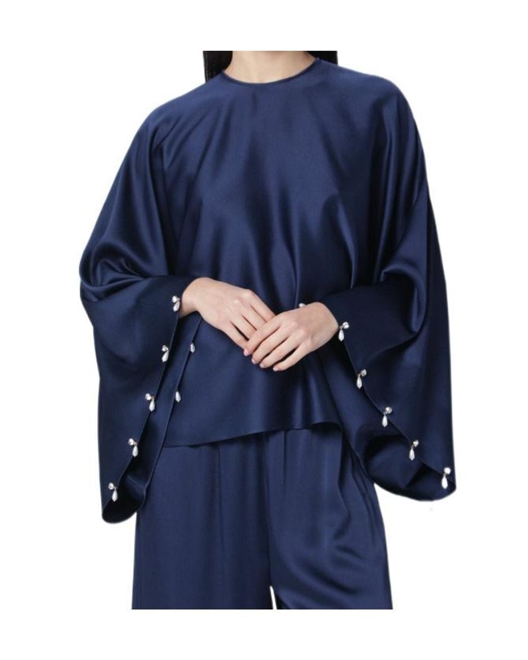 Stella McCartney Blue Embellished Satin Top