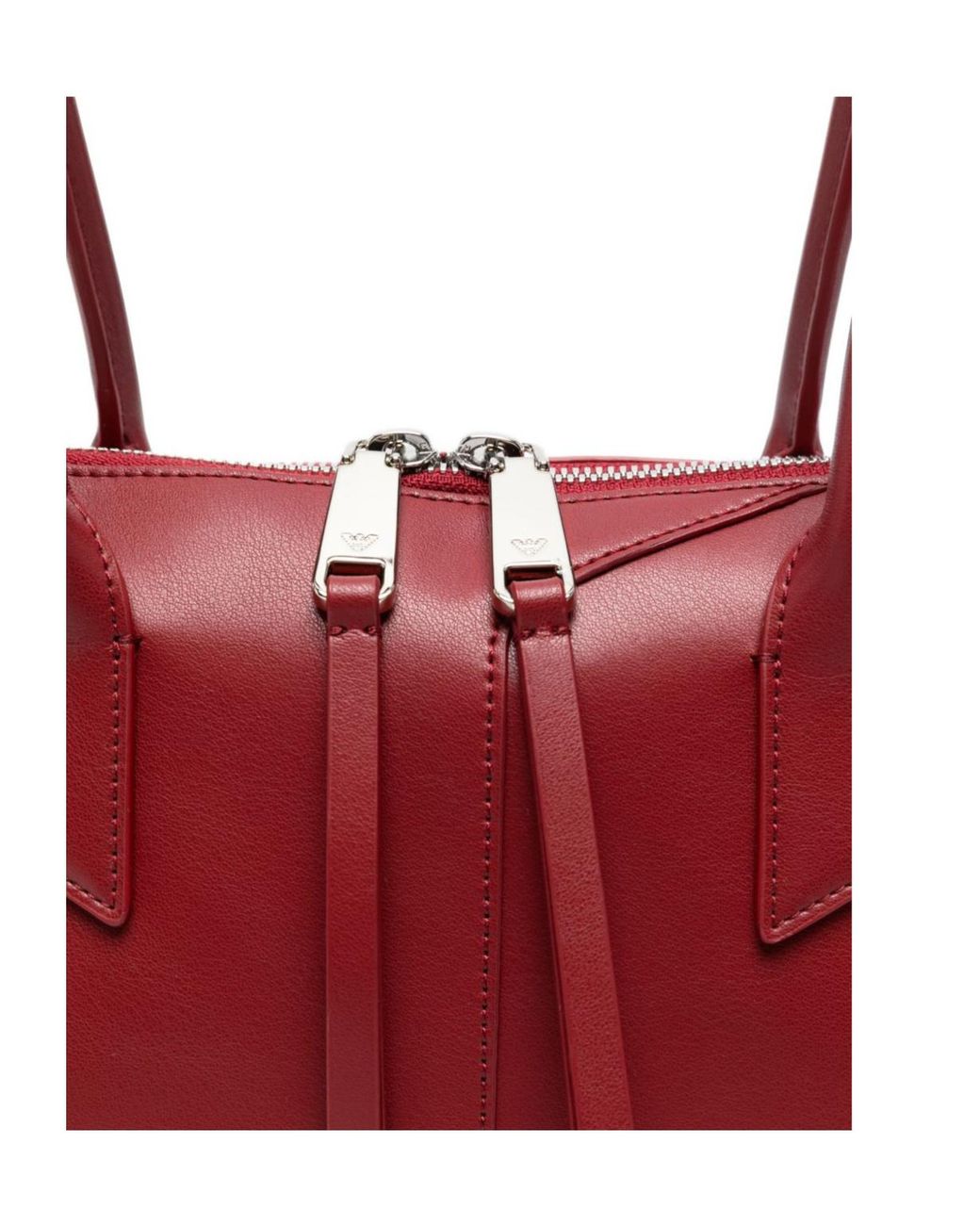 Emporio Armani Red Leather Tote Bag