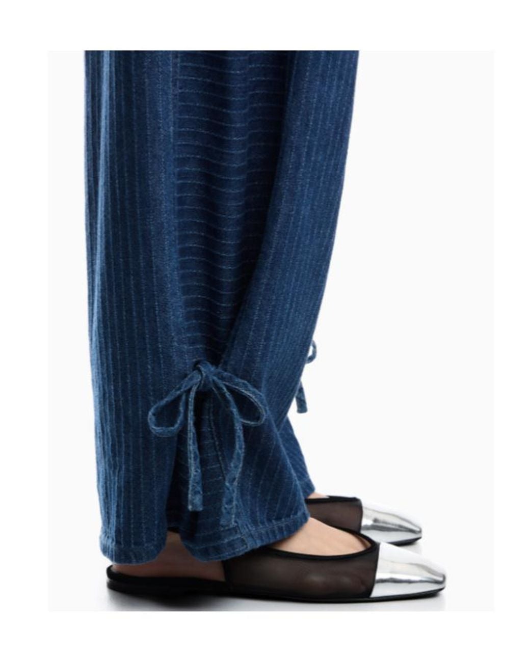Emporio Armani Blue Herringbone-Pattern Tie-Fastening Jeans
