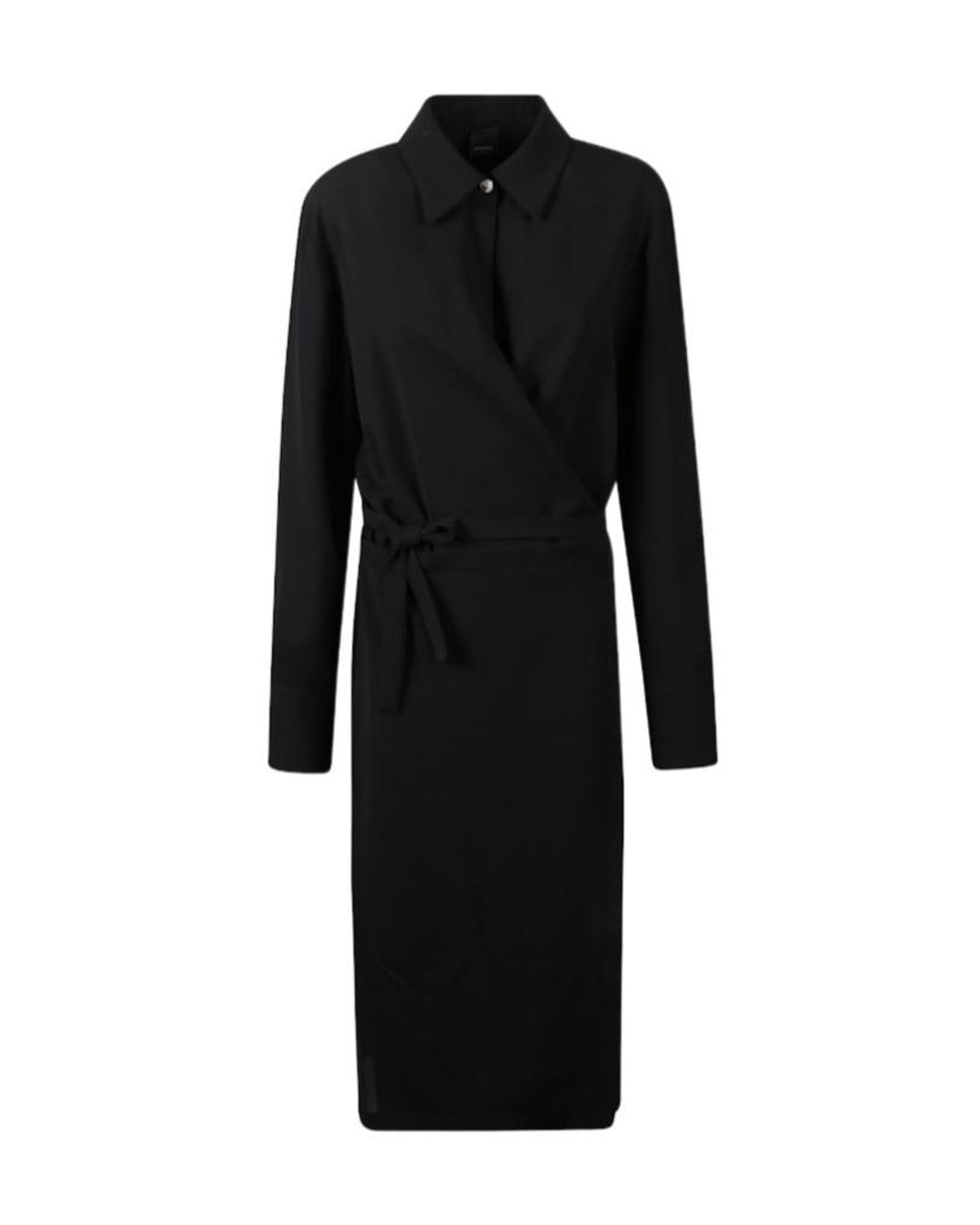 Pinko Black Tie-Waist Shirt Midi Dress