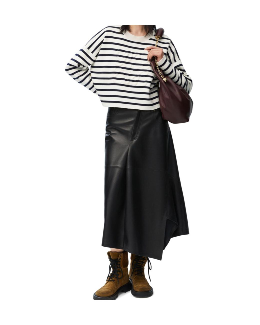 Loewe White Striped Cropped Jumper