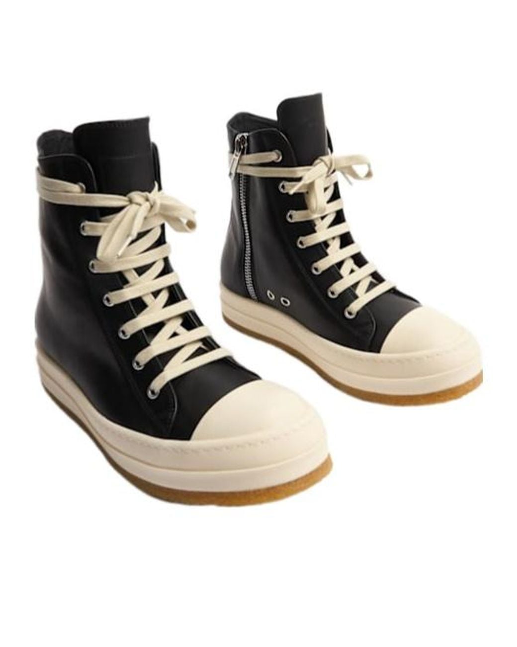 Rick Owens Black 20Mm Creep Leather Sneakers