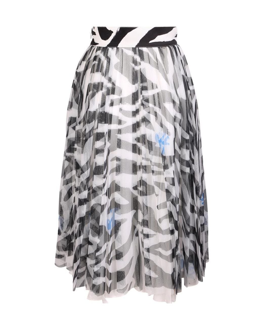 Off-White c/o Virgil Abloh White Leopard Printed Pleated Tulle Skirt