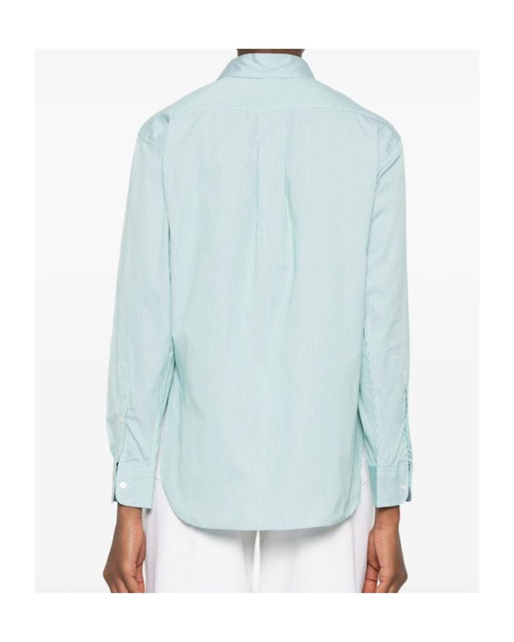 Polo Ralph Lauren Blue Relaxed Fit Pinstriped Shirt