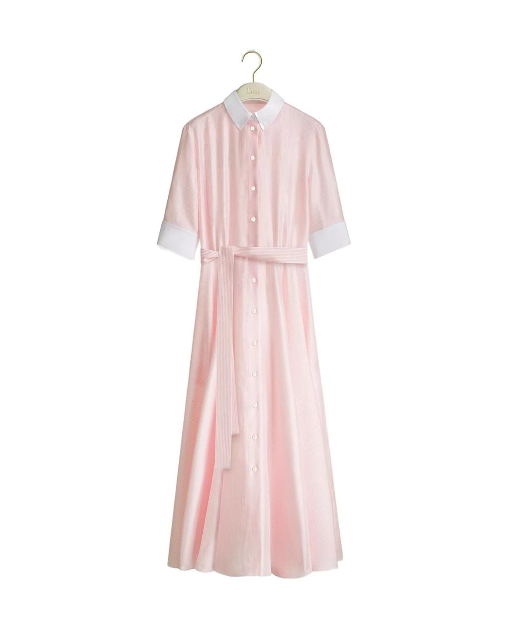 Dior Pink Iviera Mid-Length Belted Shirtdress