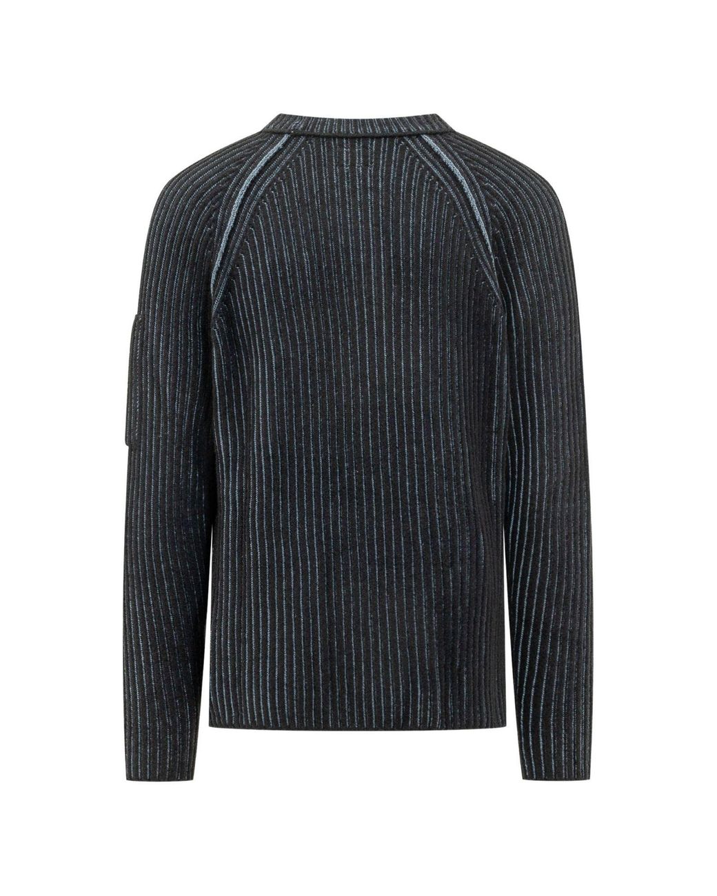 C P Company Blue Ribbed-Knit Lens-Detail Sweater for men