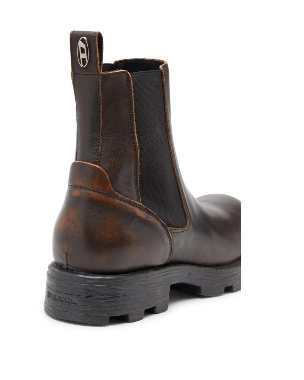 DIESEL Brown D-Hammer Round Toe Boots for men