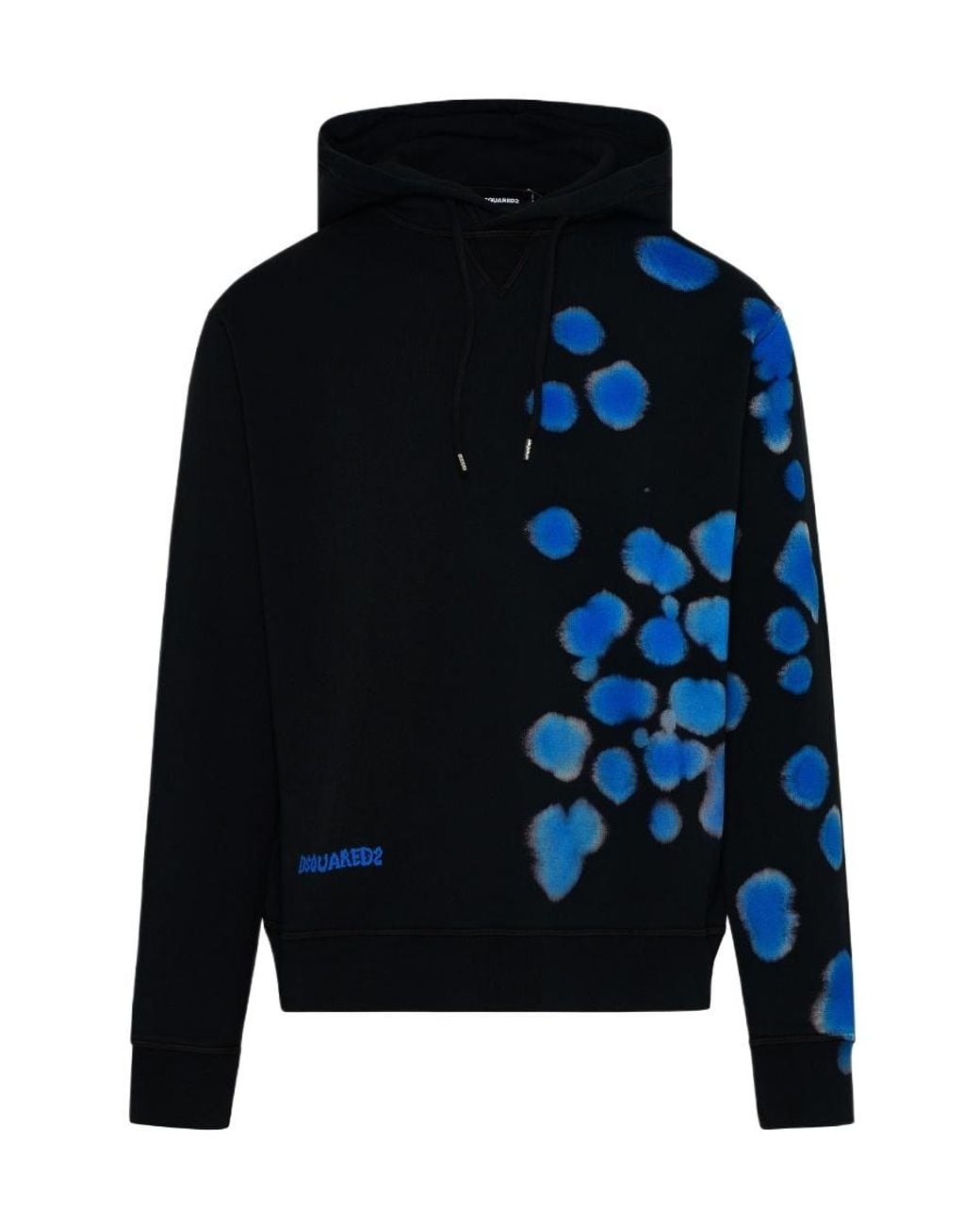 DSquared² Blue Dye-Print Cotton Hoodie for men