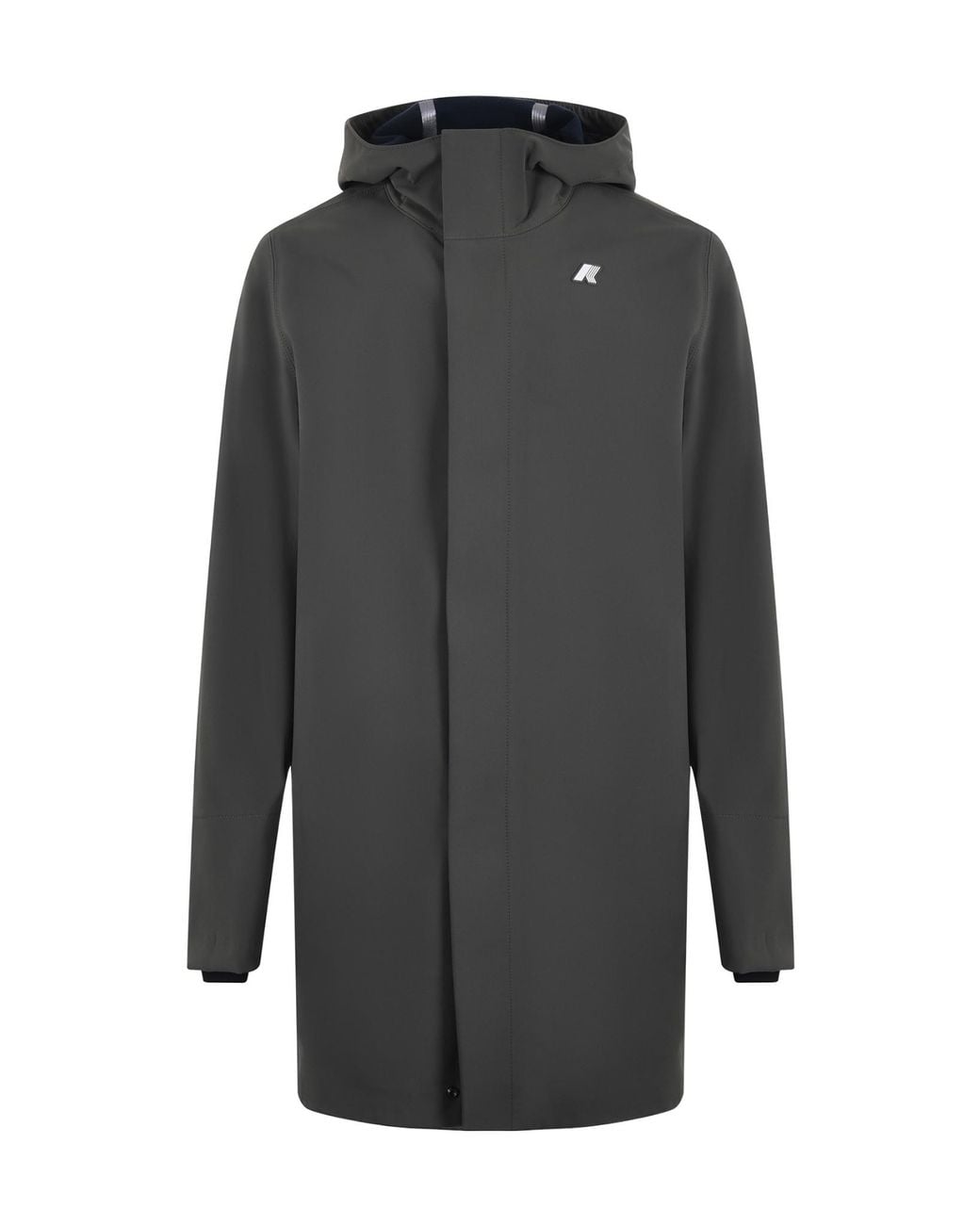 K-Way Gray Slim Fit Hooded Coat for men