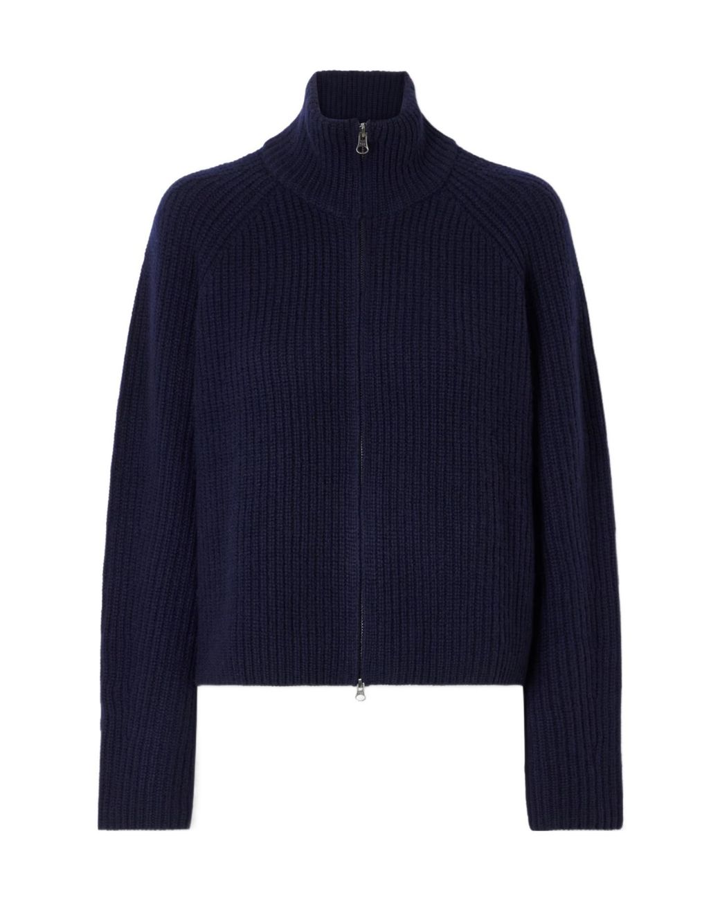 Lisa Yang Blue High Neck Cropped Knit Jacket