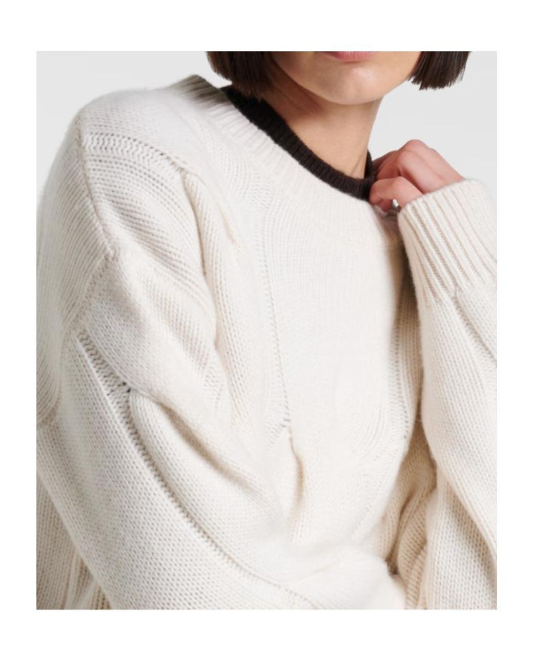 Lisa Yang White Sammie Cable-Knit Cashmere Sweater