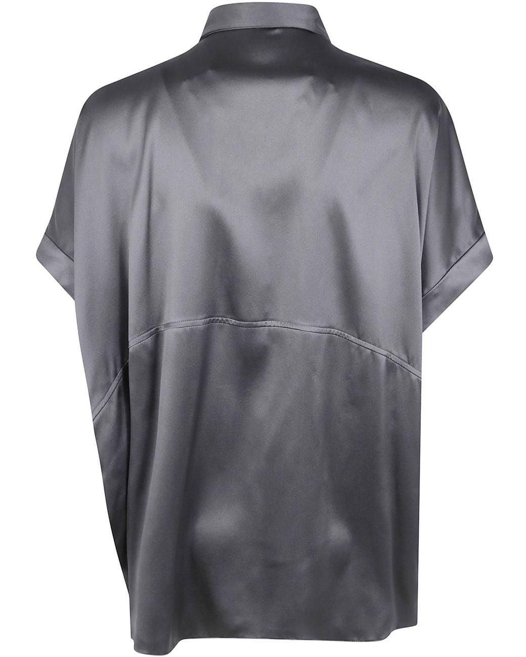 Brunello Cucinelli Gray Monili-Chain Silk Shirt