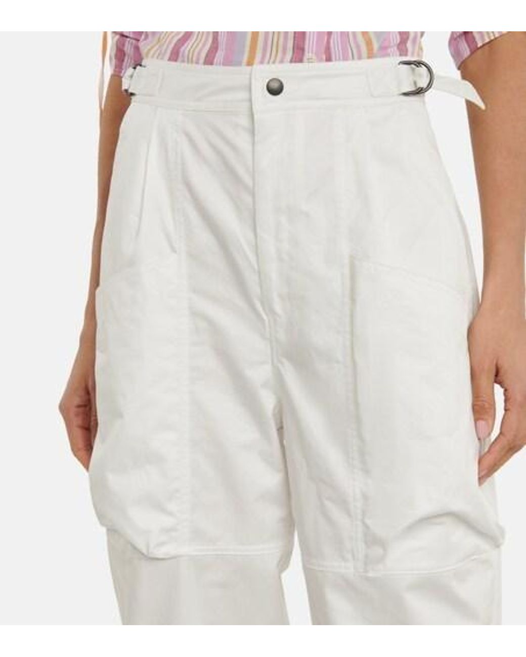 Isabel Marant White High-Rise Tapered Cotton Pants
