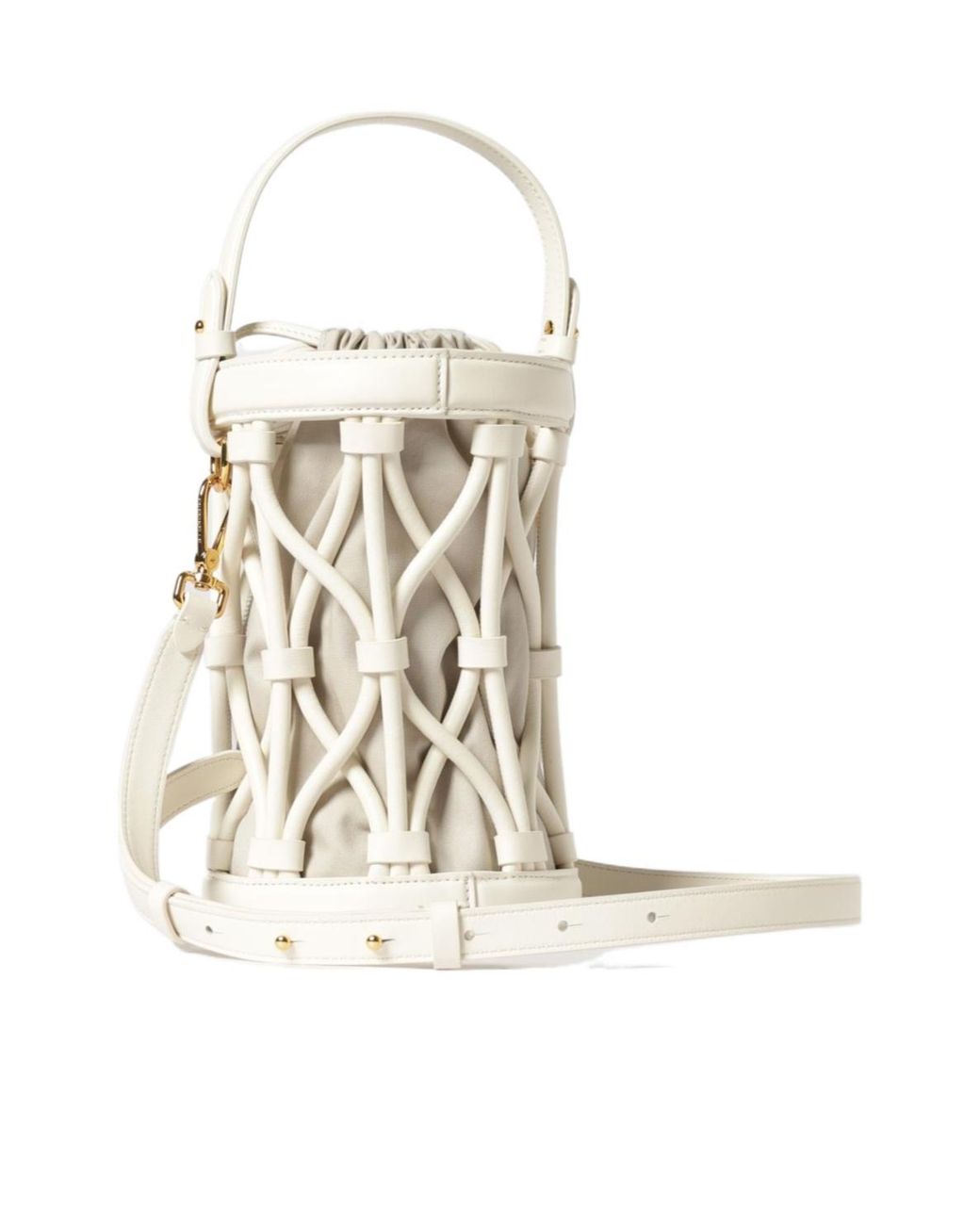 Coccinelle White Woven Bucket Bag