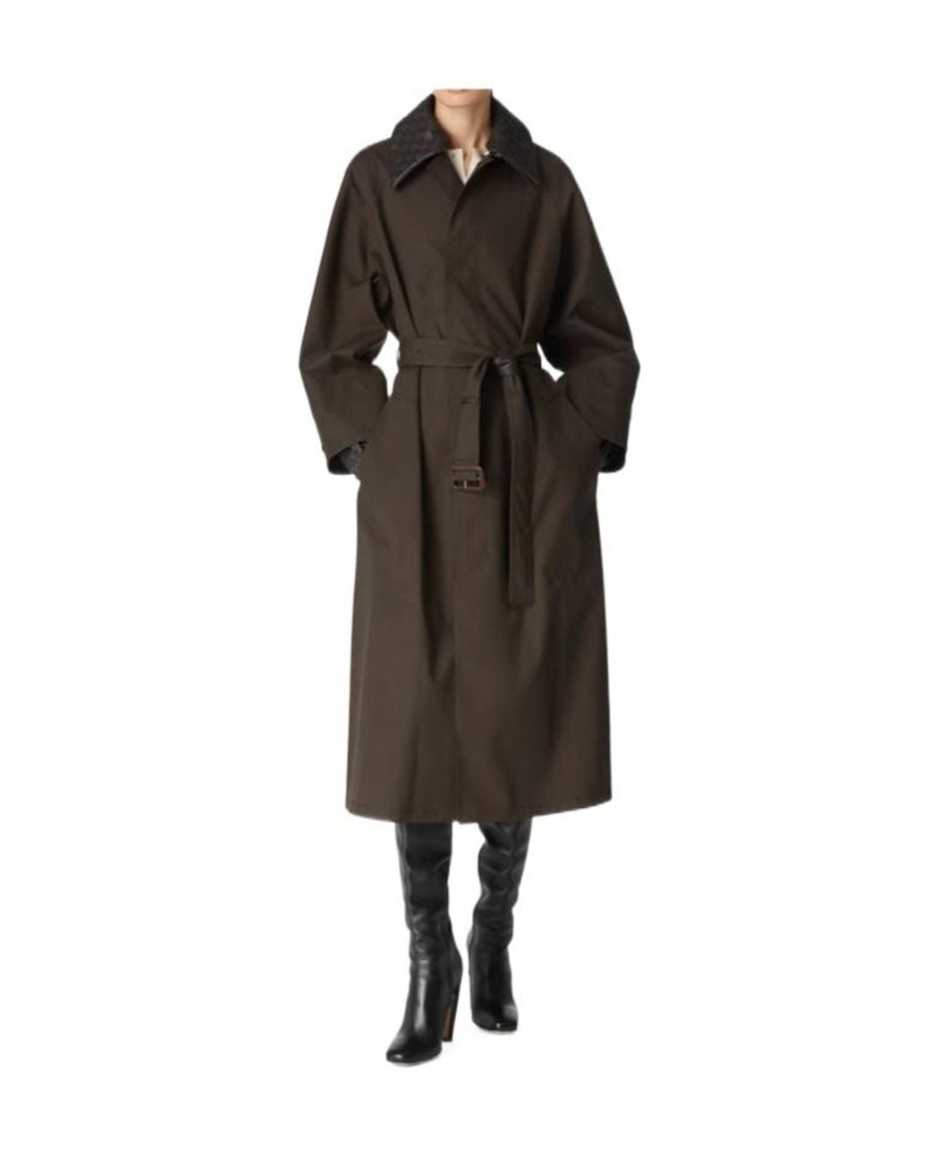 Bottega Veneta Black Cotton Trench Coat