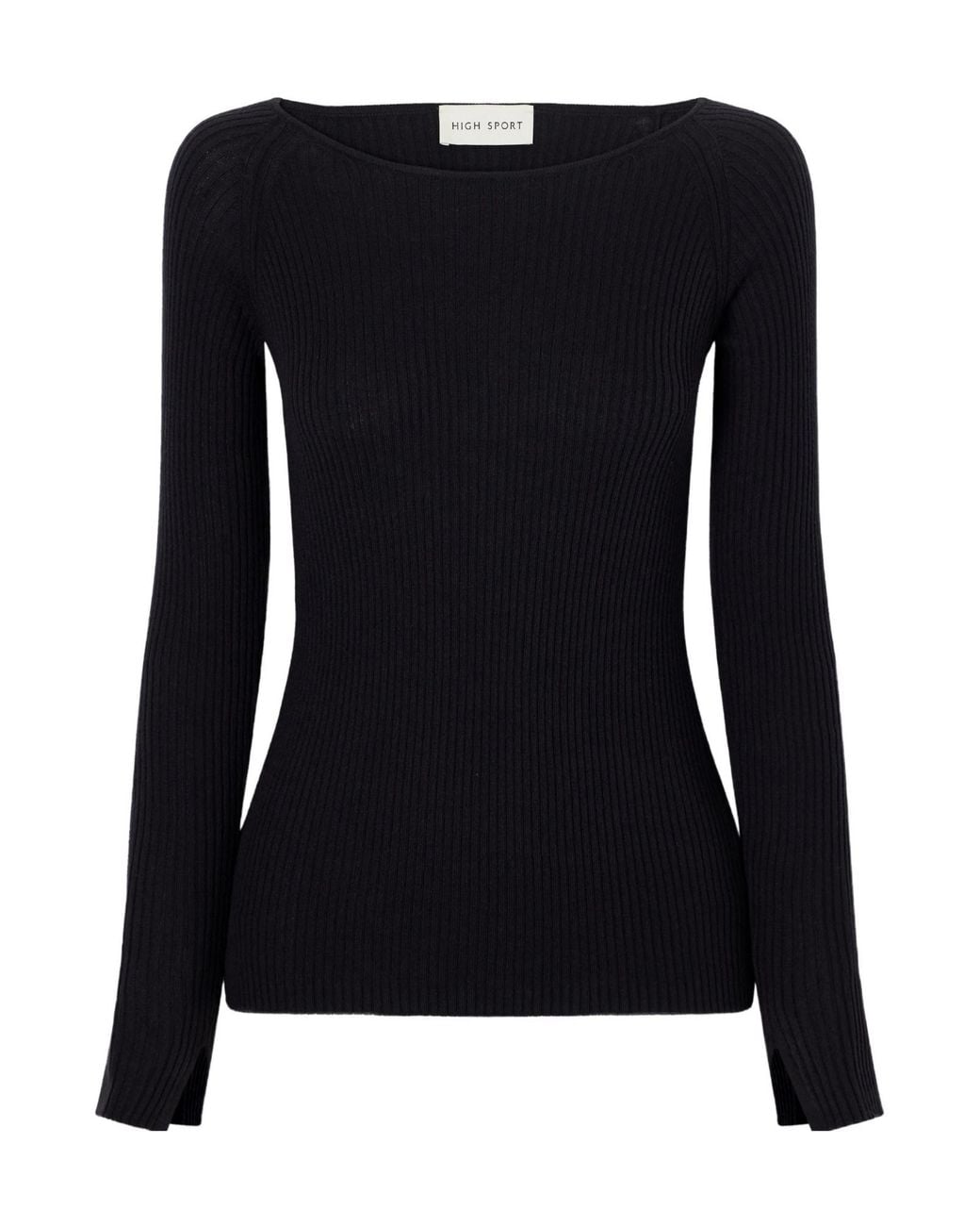 High Sport Black Ribbed Cotton And Cashmere-Blend Sweater
