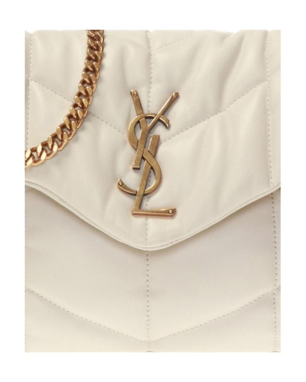Saint Laurent Natural Logo Plaque Strapped Shoulder Bag