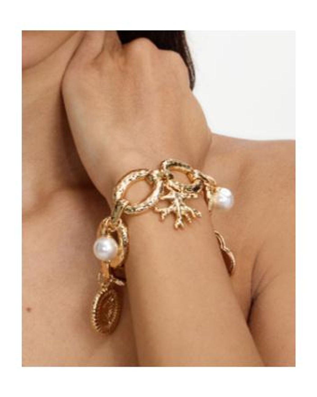 Self-Portrait Metallic Coral Charm Bracelet