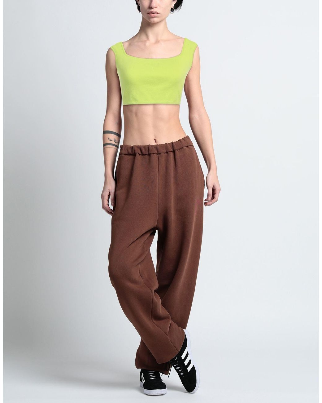 Sportmax Yellow Sleeveless Cropped Knit Top