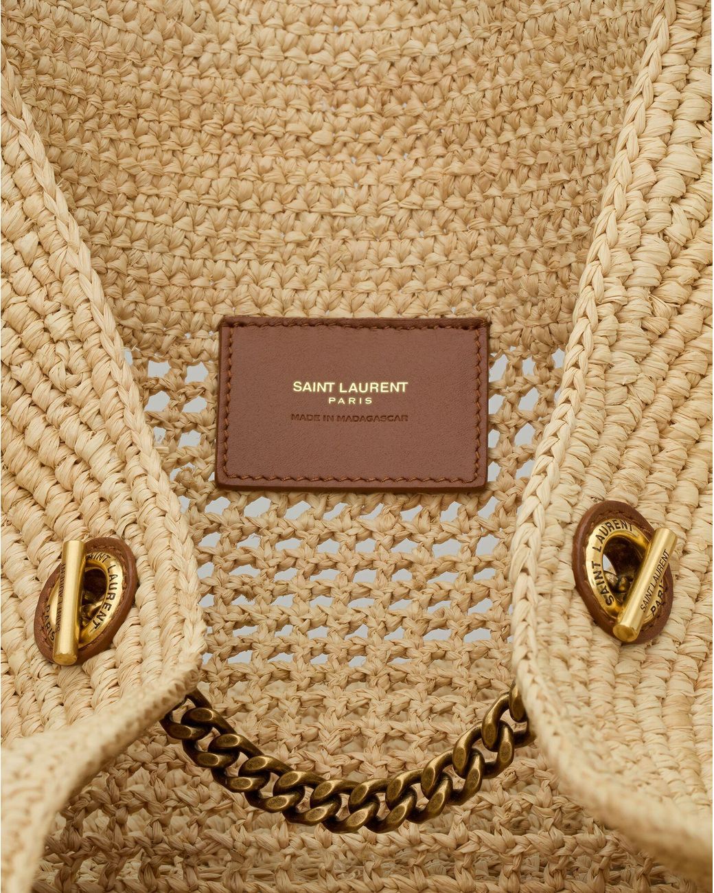 Saint Laurent Natural Icare Logo Plaque Shoulder Bag
