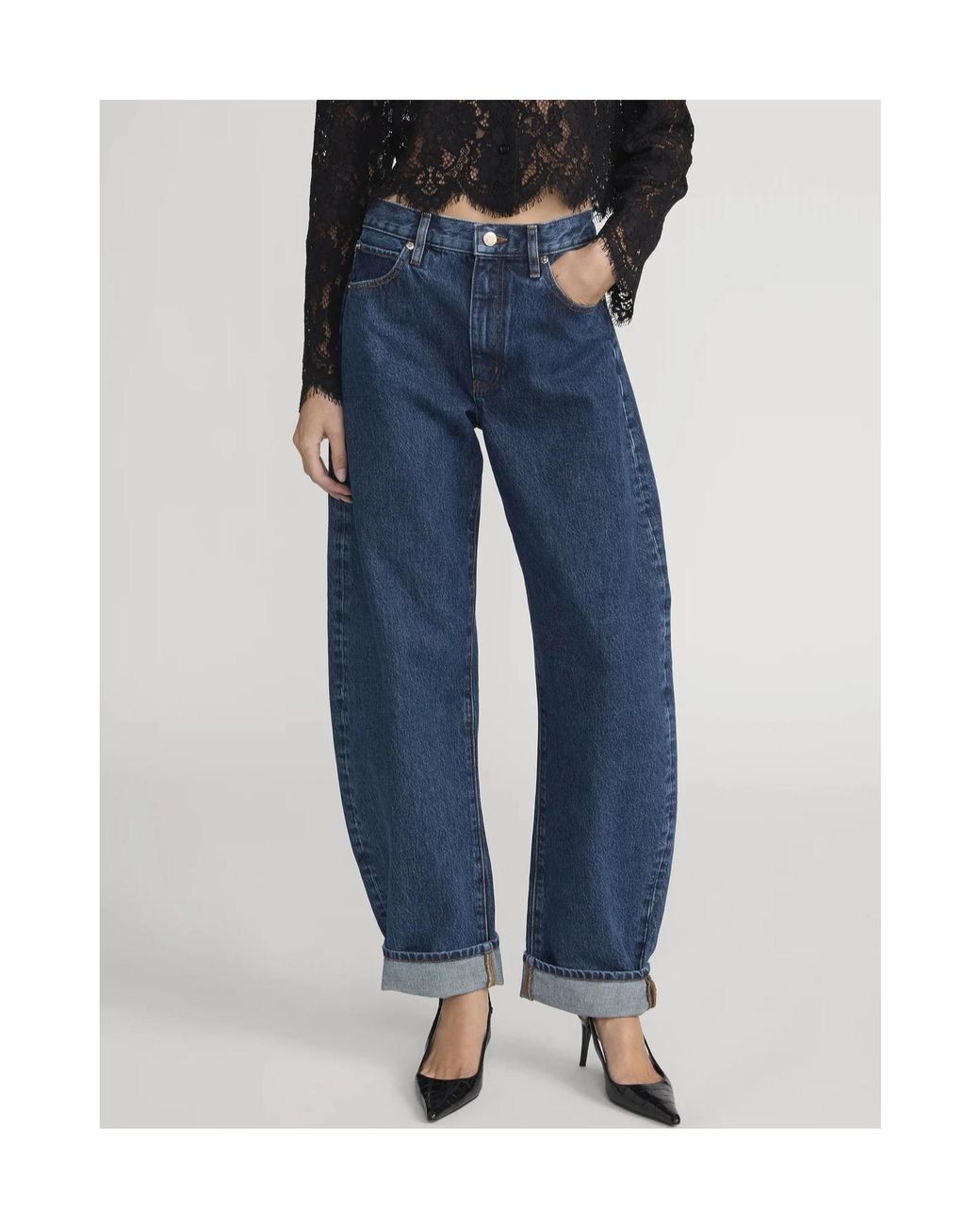 FRAME Blue High Waist Round Leg Jeans