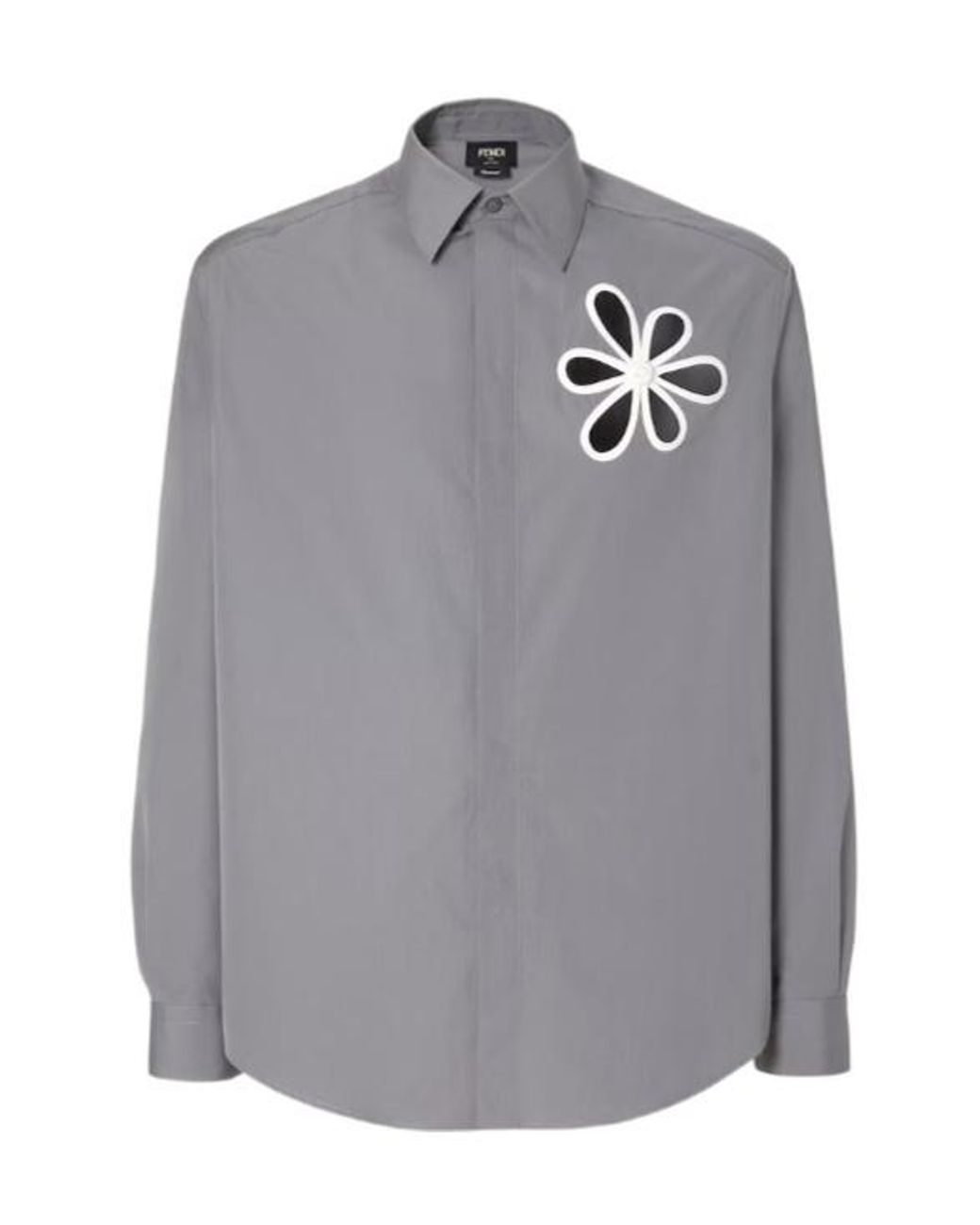 Fendi Gray Floral Cut-Out Long Sleeved Shirt for men