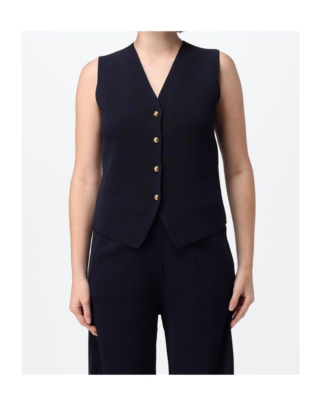 Max Mara Blue Viscose Crepe Yarn Gilet