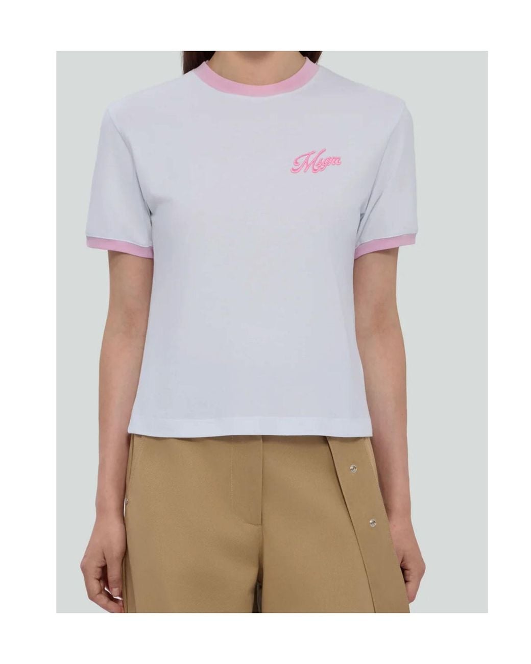 MSGM White Short-Sleeved Jersey T-Shirt