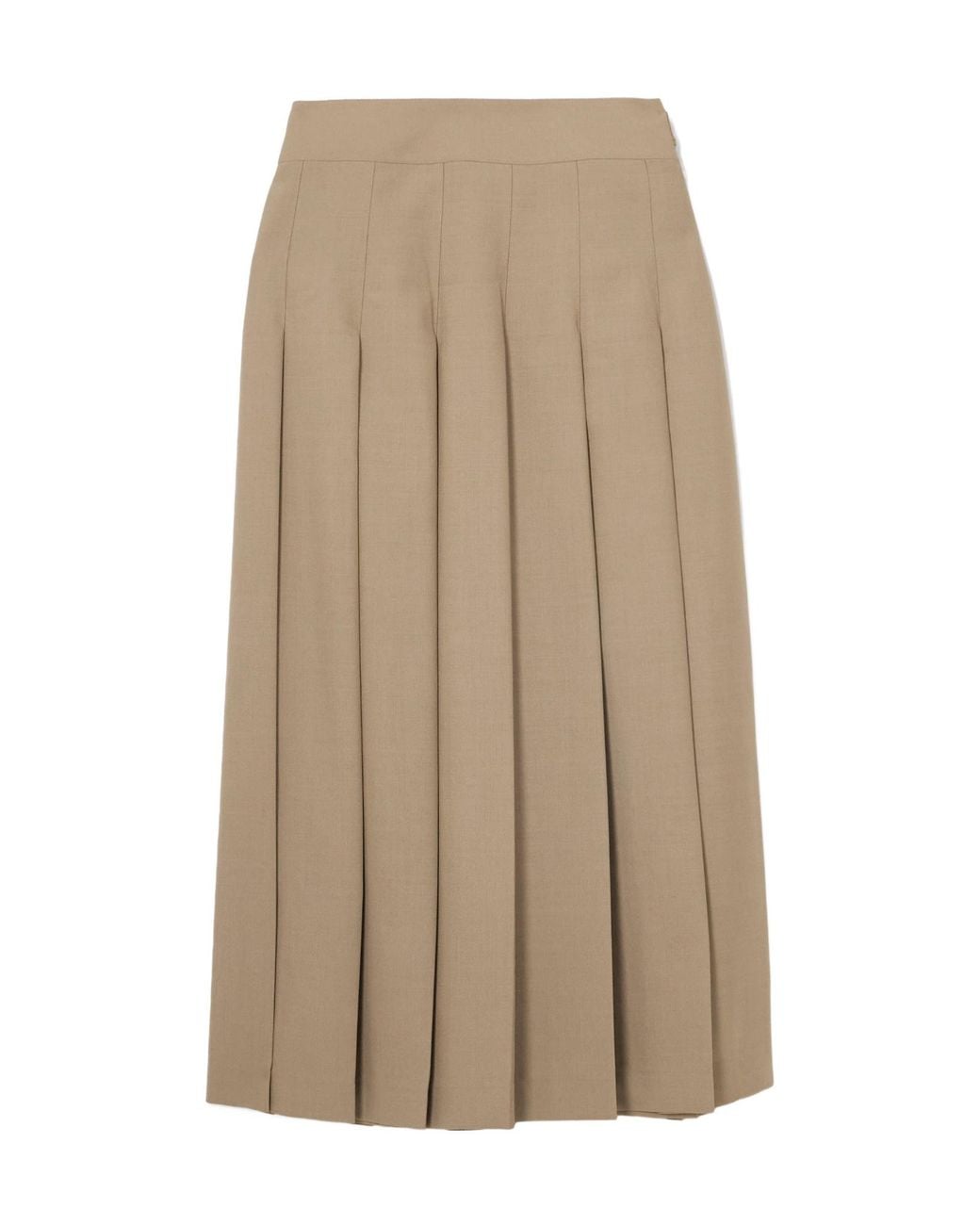 Rohe Natural Pleated Wool-Blend Midi Wrap Skirt