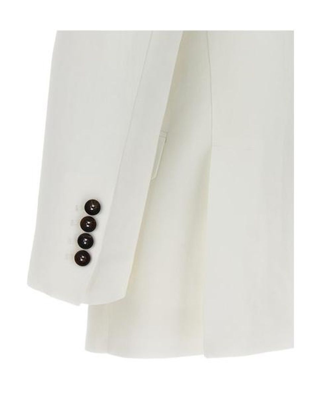 Brunello Cucinelli White Flap-Pocketed Single-Breasted Blazer