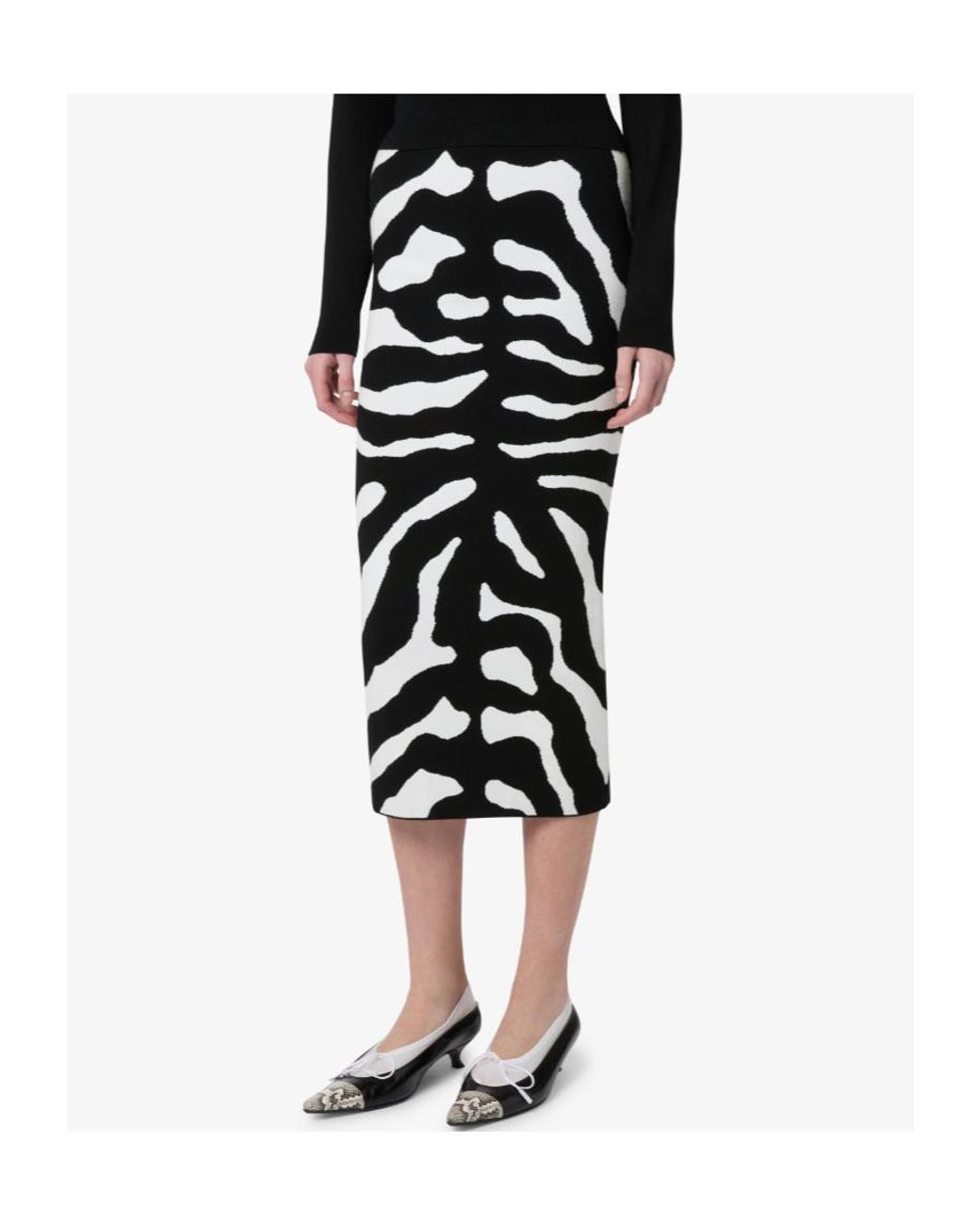 Moschino Black Printed Stretch Skirt