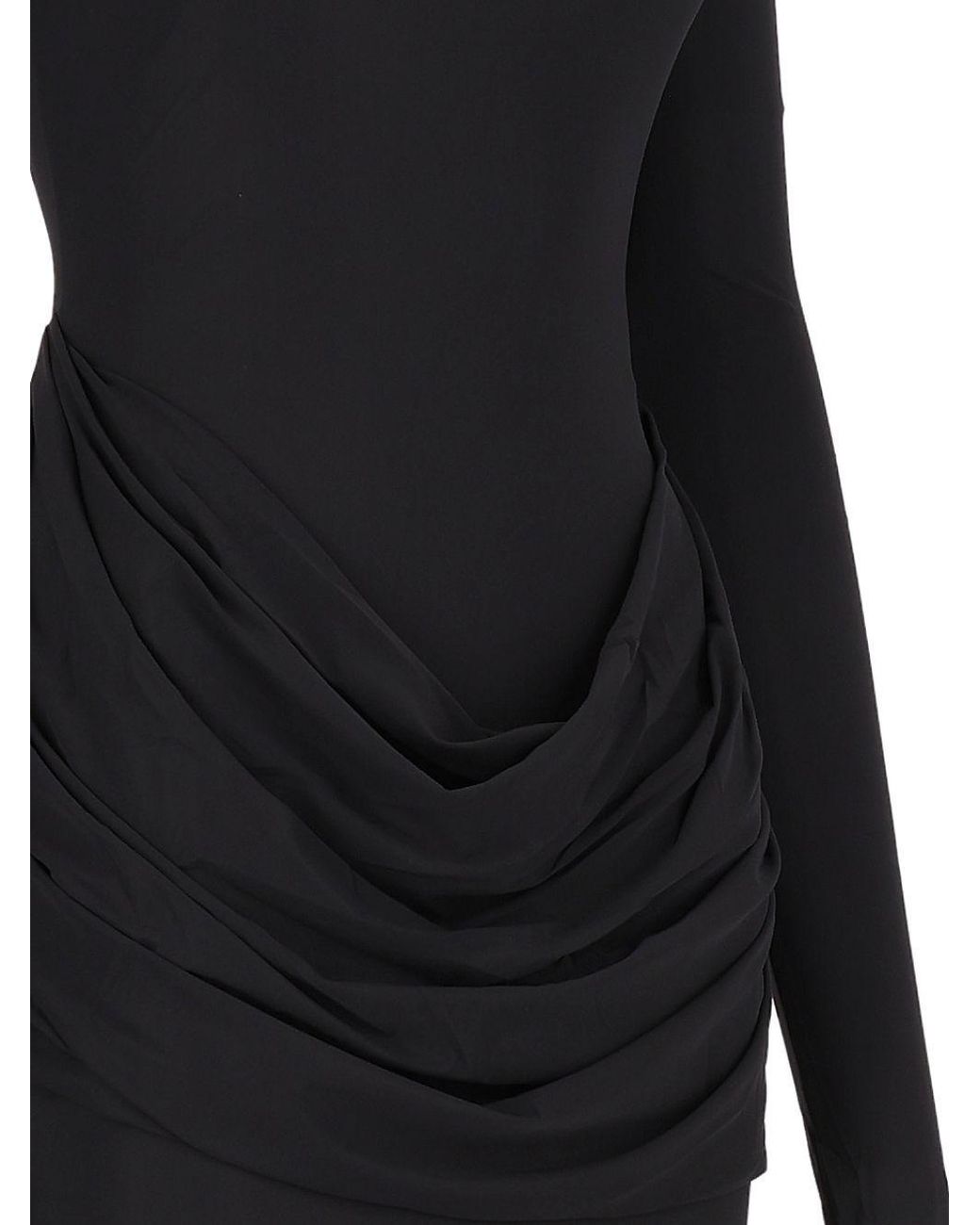 Amazuìn Black Nicola Draped Mini Dress